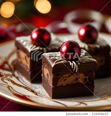 Luxury Chocolate Truffle with Gold Flakes 128308225