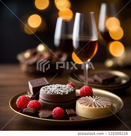 Shiny Glazed Truffle with Edible Gold 128308226