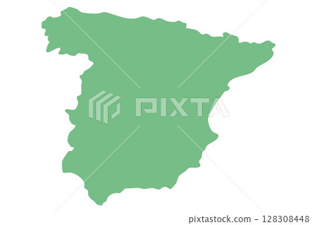 西班牙地圖輪廓（單色綠平面設計） 128308448