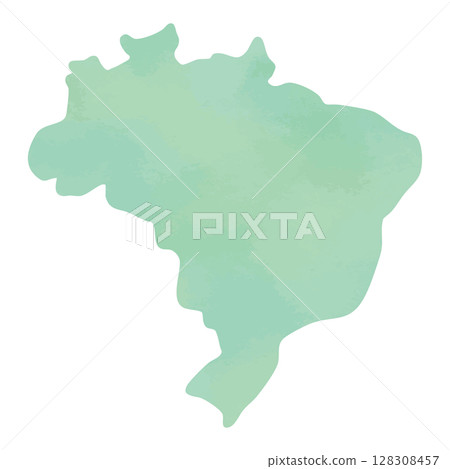 巴西地圖輪廓(水彩紋理,綠色) 巴西地圖輪廓(水彩紋理,綠色) 128308457