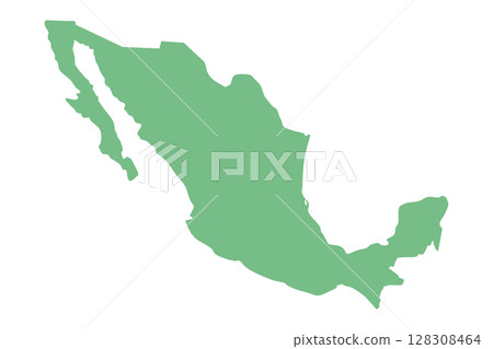 墨西哥地圖輪廓（單色綠色平面設計） 128308464