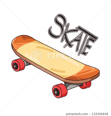 illustration of skateboard illustration of skateboard 128308646