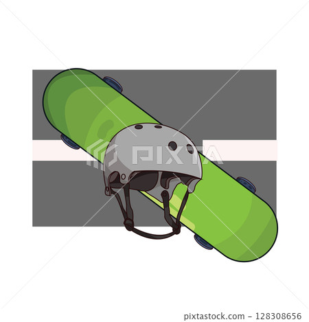 illustration of skateboard with helmet illustration of skateboard with helmet 128308656