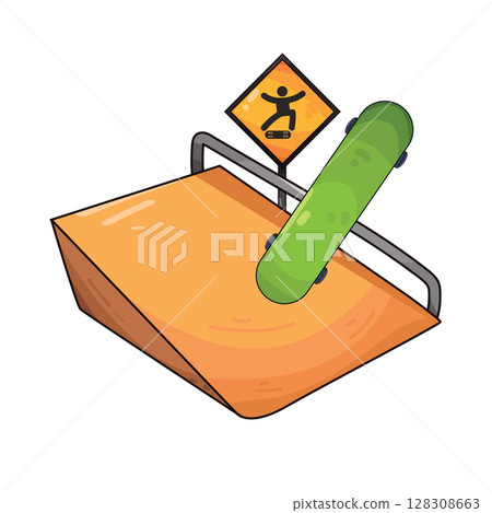 illustration of skateboard on skateboard ramp illustration of skateboard on skateboard ramp 128308663