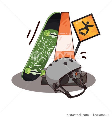 illustration of skateboard equipment illustration of skateboard equipment 128308692