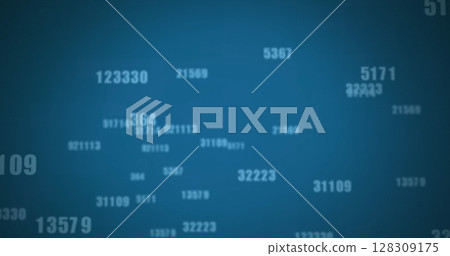 Image of digital interface with icons and data processing 128309175