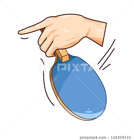 illustration of hand holding ping pong paddle 128309510
