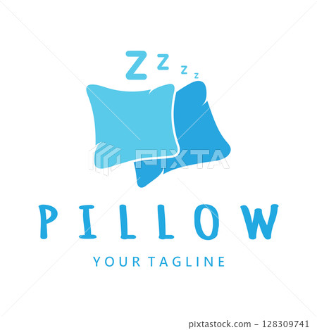 Creative logo designs for pillows, blankets, bed sheets and beds, sleep, zzz, clock, moon and stars. 128309741