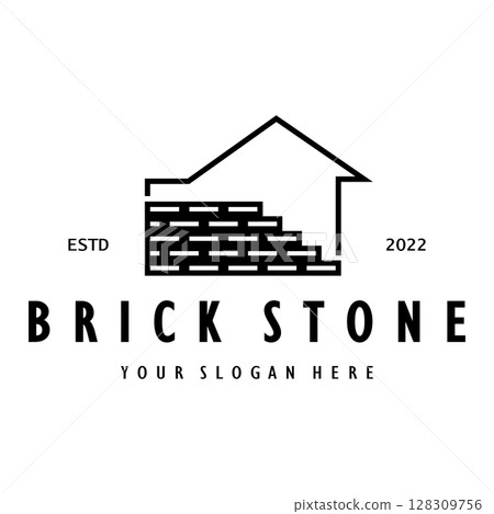creative brick logo designs for buildings, architectural buildings, civil engineering, building materials shops 128309756