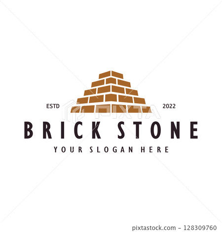 creative brick logo designs for buildings, architectural buildings, civil engineering, building materials shops 128309760
