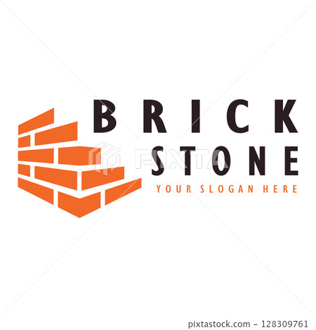 creative brick logo designs for buildings, architectural buildings, civil engineering, building materials shops 128309761