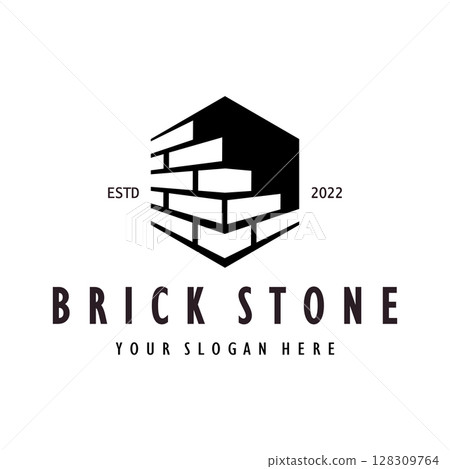 creative brick logo designs for buildings, architectural buildings, civil engineering, building materials shops 128309764