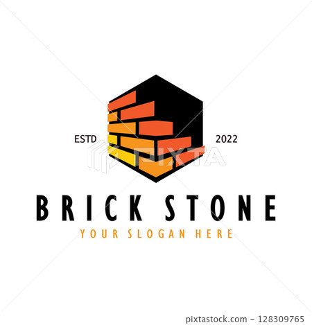 creative brick logo designs for buildings, architectural buildings, civil engineering, building materials shops 128309765