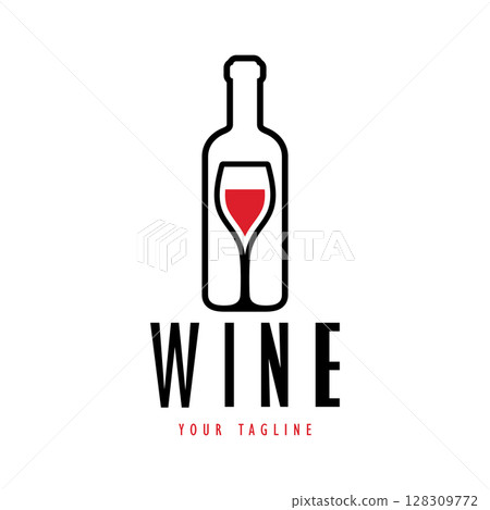 Wine logo with wine glasses and bottles.for night clubs,bars,cafe and wine shops. Wine logo with wine glasses and bottles.for night clubs,bars,cafe and wine shops. 128309772