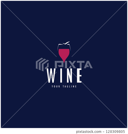 Wine logo with wine glasses and bottles.for night clubs,bars,cafe and wine shops. Wine logo with wine glasses and bottles.for night clubs,bars,cafe and wine shops. 128309805