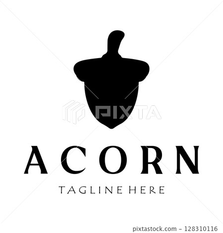 Simple Acorn logo design with leaves,oak leaves logo,isolated with vector illustration editing 128310116