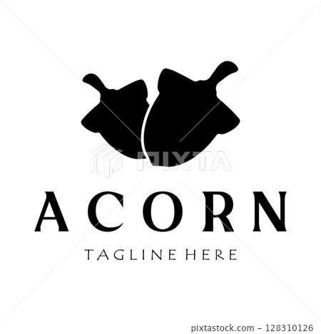 Simple Acorn logo design with leaves,oak leaves logo,isolated with vector illustration editing 128310126