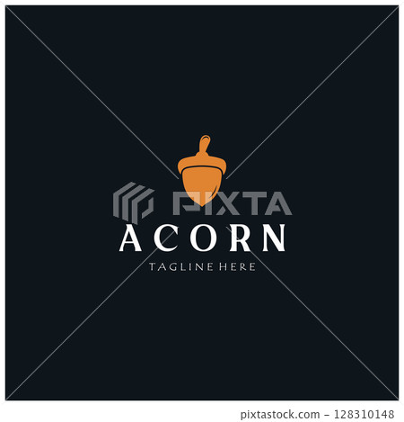 Simple Acorn logo design with leaves,oak leaves logo,isolated with vector illustration editing 128310148