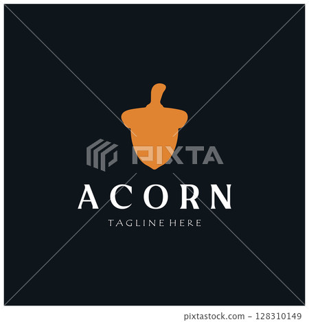 Simple Acorn logo design with leaves,oak leaves logo,isolated with vector illustration editing 128310149