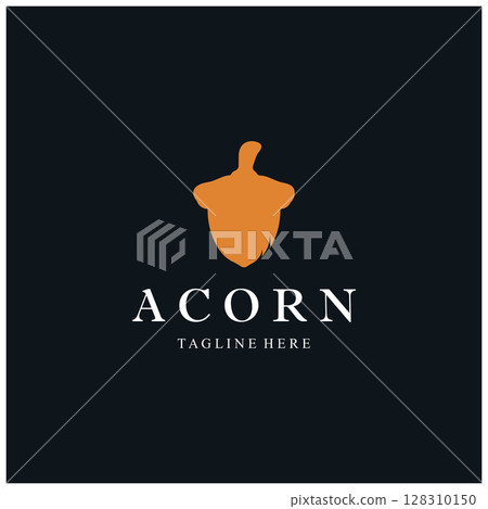 Simple Acorn logo design with leaves,oak leaves logo,isolated with vector illustration editing 128310150