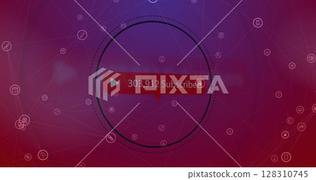 Image of speech bubble with subscribers text and numbers over digital icons Image of speech bubble with subscribers text and numbers over digital icons 128310745