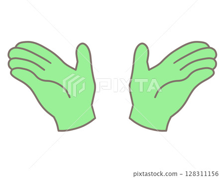 Open hands on both sides, green 128311156