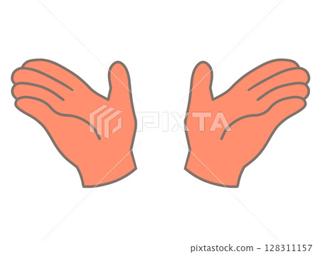Orange hands open to the left and right 128311157