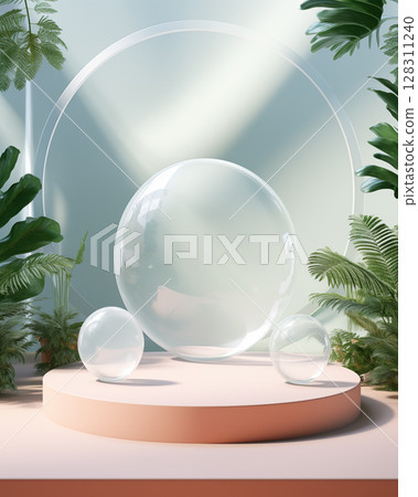 Product display podium promotional pastel colors 128311240