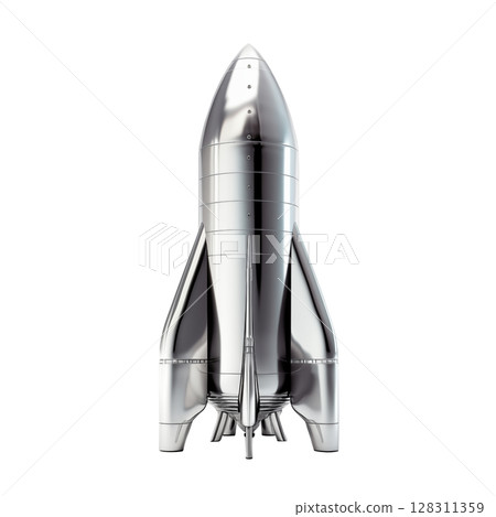 Metallic gray rocket on transparent background. Metallic gray rocket on transparent background. 128311359