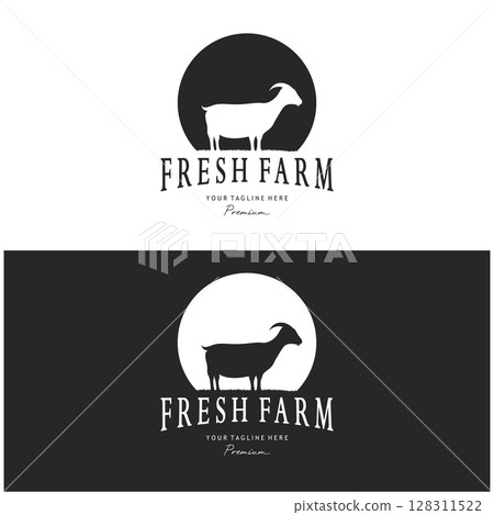 vintage organic animal farm logo premium retro silhouette for business, livestock, labels and badges. vintage organic animal farm logo premium retro silhouette for business, livestock, labels and badges. 128311522