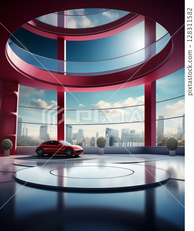 High technology car showroom 128311582