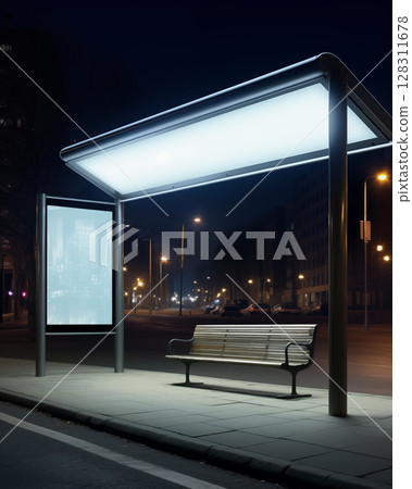 Billboards, advertising media at bus stops 128311678