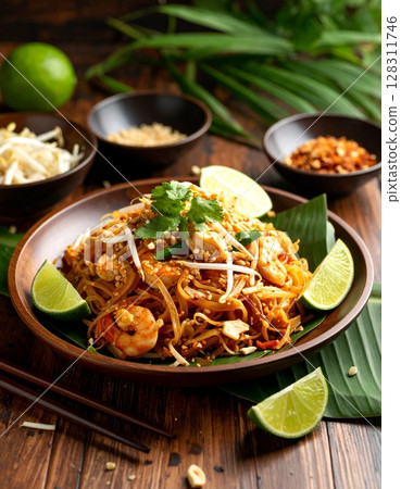 Pad Thai on the table, Thai food 128311746
