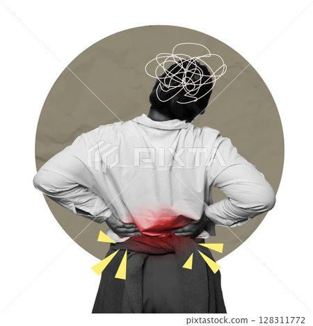 Wellness focus on physical strain and mental stress. Vector illustration 128311772