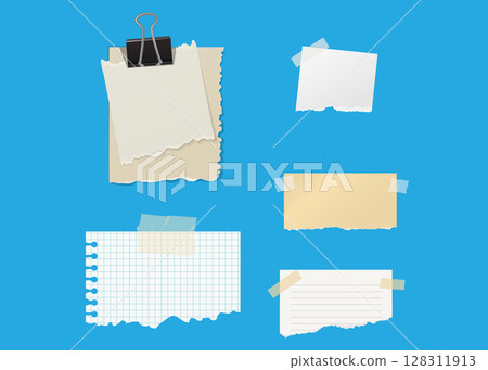 Cartoon torn sheets of paper from a notebook. Vector illustration stock illustration 128311913