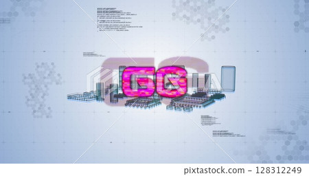 Image of 6g text, data processing and computer processor over light blue background Image of 6g text, data processing and computer processor over light blue background 128312249