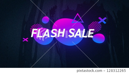 Image of flash sale text in white over pink to purple shapes on grey flickering background Image of flash sale text in white over pink to purple shapes on grey flickering background 128312265