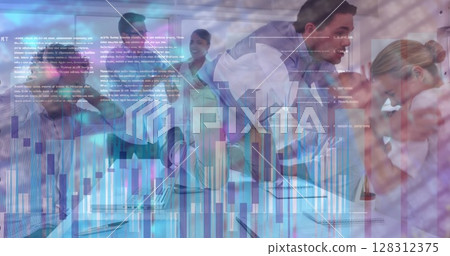 Statistical and financial data processing against office fighting at office 128312375