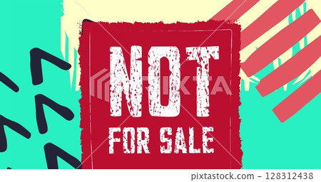 Image of not for sale text on red square and abstract shapes in background Image of not for sale text on red square and abstract shapes in background 128312438