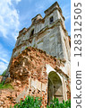 Fragment of abandoned Dominican Church of St. Anthony in agrotown of Knyazhitsy, Mogilev Region, Belarus 128312505