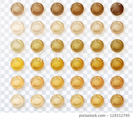 Cosmetic skin tone cream or foundation drops on transparent background 128312795