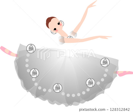 芭蕾舞女演員穿著灰色服裝跳芭蕾舞 128312842