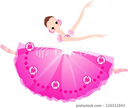 芭蕾舞女演員穿著玫瑰色的服裝跳芭蕾舞 128312843