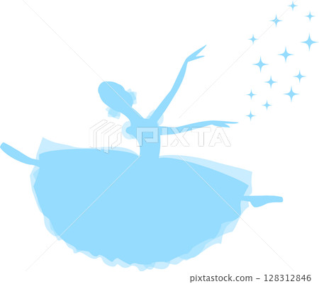 Ballerina dancing ballet Light blue silhouette Ballerina dancing ballet Light blue silhouette 128312846