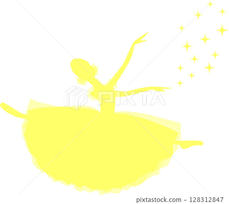 Ballerina dancing ballet Yellow silhouette 128312847