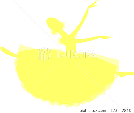 Ballerina dancing ballet Yellow silhouette Ballerina dancing ballet Yellow silhouette 128312848