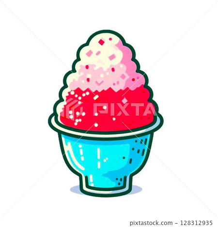 イチゴ味のかき氷 128312935