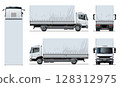 Vector awning flatbed truck template isolated on white background 128312975