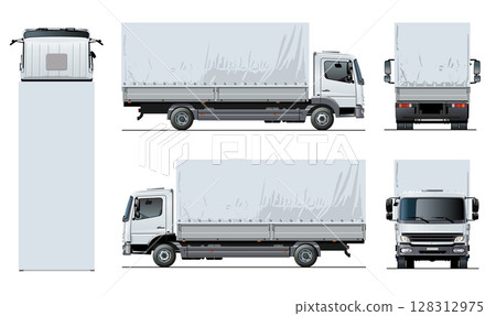 Vector awning flatbed truck template isolated on white background 128312975