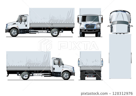 Vector awning flatbed truck template isolated on white background 128312976